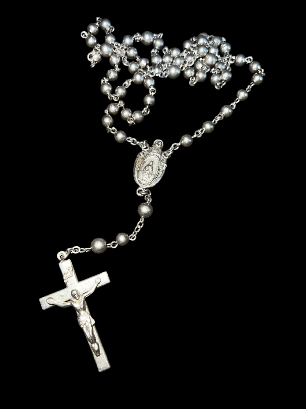 Creed Sterling Silver  Catholic Rosary Necklace with Crucifix